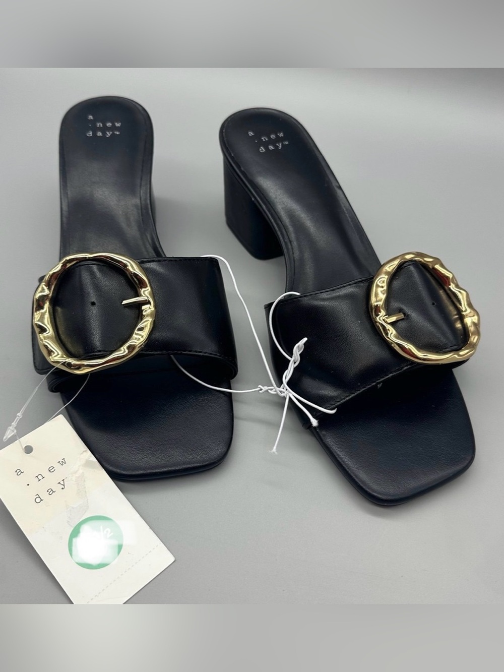 A New Day Women's Black Diana Buckle Mule Heels - Multiple sz. Avail